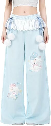النساء Y2k Kawaii ثلاثية الأبعاد أفخم جرو التطريز Sweatpants Harajuku Cutecore الدانتيل تقليم ربطة القوس فيونكة فضفاض عادية بنطال ذو قصة أرجل واسعة in Kuwait