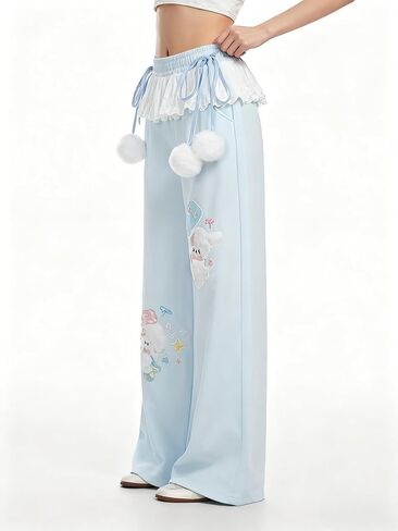 النساء Y2k Kawaii ثلاثية الأبعاد أفخم جرو التطريز Sweatpants Harajuku Cutecore الدانتيل تقليم ربطة القوس فيونكة فضفاض عادية بنطال ذو قصة أرجل واسعة in Kuwait
