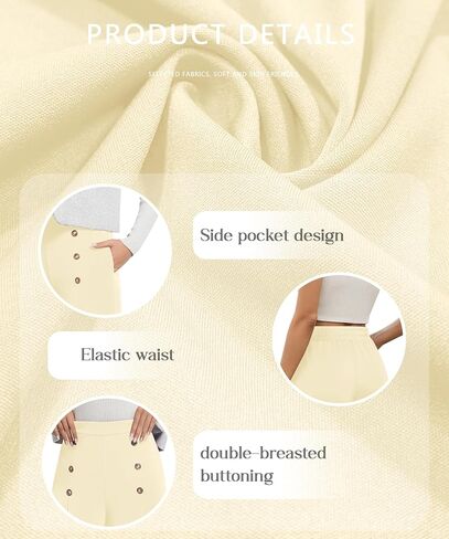 بنطال KUOTAI النسائي الفضفاض بأرجل واسعة وخصر عالٍ كاجوال فضفاض Palazzo مع جيوب in Kuwait