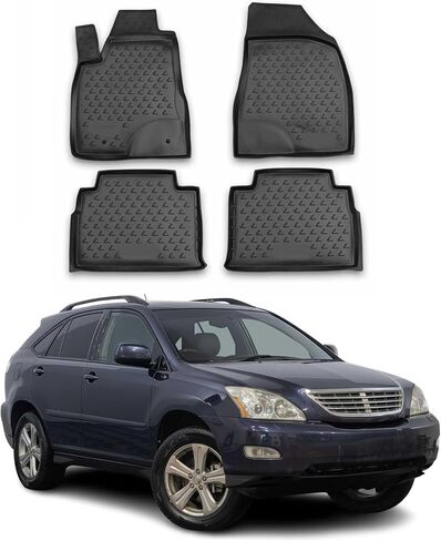 سجادات أرضية OMAC لسيارة Lexus RX350 RX330 RX400h 2003-2009 سجادات سيارة مناسبة لجميع الأحوال الجوية ثلاثية الأبعاد مخصصة مقاومة للماء وبطانات أرضية TPE عديمة الرائحة يتم قياسها بالليزر وغير قابلة للانزلاق (أسود) in Saudi Arabia