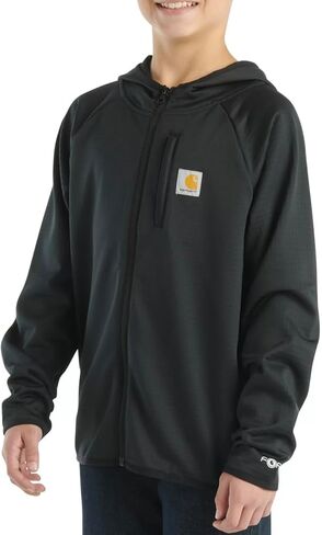 سويت شيرت Carhartt Kids CA8586 Force® طويل الأكمام بسحاب كامل للشباب الكبار، مقاس كبير 14/16 - أسود in Saudi Arabia