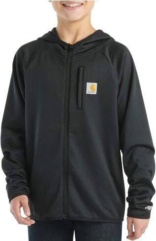 سويت شيرت Carhartt Kids CA8586 Force® طويل الأكمام بسحاب كامل للشباب الكبار، مقاس كبير 14/16 - أسود in Saudi Arabia