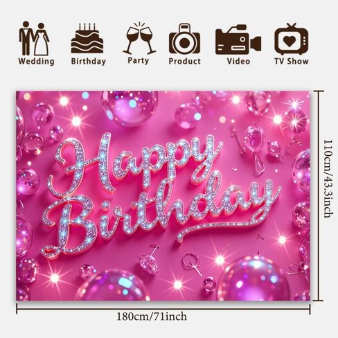 Birthday Banner Backdrop for Women, Happy Birthday Photography Background for Kids Party Decor, Boys Girls Celebration Poster, Cake Table Decorations & Photo Booth Display in Kuwait