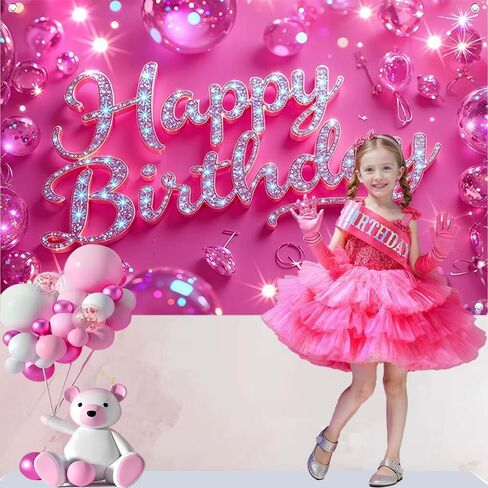 Birthday Banner Backdrop for Women, Happy Birthday Photography Background for Kids Party Decor, Boys Girls Celebration Poster, Cake Table Decorations & Photo Booth Display in Kuwait