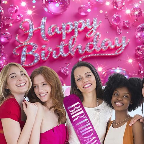 Birthday Banner Backdrop for Women, Happy Birthday Photography Background for Kids Party Decor, Boys Girls Celebration Poster, Cake Table Decorations & Photo Booth Display in Kuwait