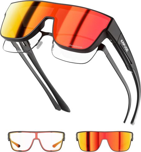 KAPVOE Photochromic Sunglasses Fit Over Glasses for Men Women Oversized Square UV400 Sports Cycling Golf Driving K216 in Saudi Arabia