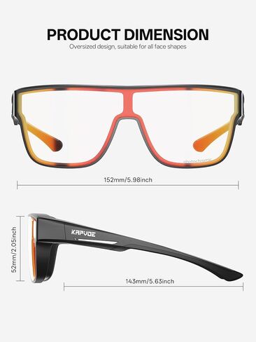 KAPVOE Photochromic Sunglasses Fit Over Glasses for Men Women Oversized Square UV400 Sports Cycling Golf Driving K216 in Saudi Arabia
