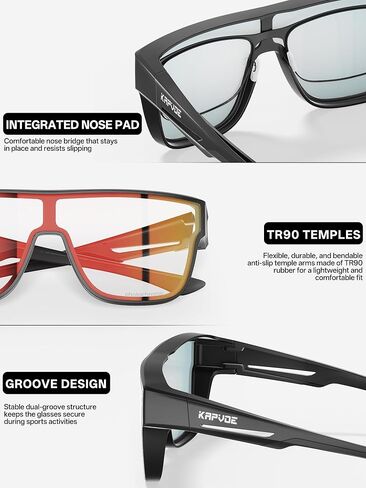 KAPVOE Photochromic Sunglasses Fit Over Glasses for Men Women Oversized Square UV400 Sports Cycling Golf Driving K216 in Saudi Arabia