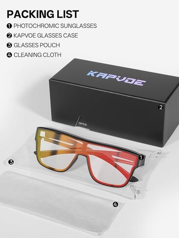 KAPVOE Photochromic Sunglasses Fit Over Glasses for Men Women Oversized Square UV400 Sports Cycling Golf Driving K216 in Saudi Arabia