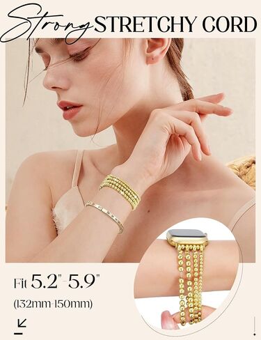 JR.DM Beaded Bracelet Women Compatible with Apple Watch Bands 40mm 42mm 41mm 44mm 38mm 45mm 46mm Dressy Fancy Cute Stretchy Elastic Jewelry Strap Replacement for iWatch Series 10/9/8/7/6/5/4/3/2/1/SE in Saudi Arabia