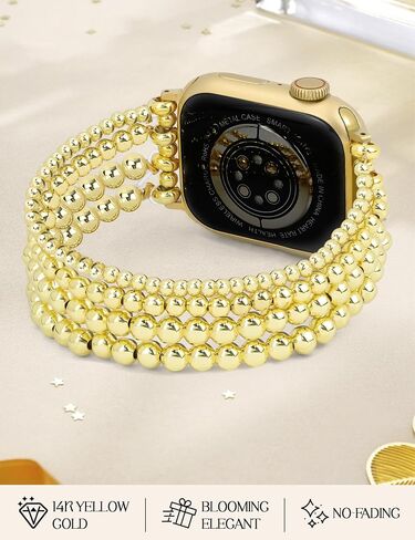 JR.DM Beaded Bracelet Women Compatible with Apple Watch Bands 40mm 42mm 41mm 44mm 38mm 45mm 46mm Dressy Fancy Cute Stretchy Elastic Jewelry Strap Replacement for iWatch Series 10/9/8/7/6/5/4/3/2/1/SE in Saudi Arabia