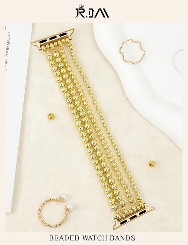 JR.DM Beaded Bracelet Women Compatible with Apple Watch Bands 40mm 42mm 41mm 44mm 38mm 45mm 46mm Dressy Fancy Cute Stretchy Elastic Jewelry Strap Replacement for iWatch Series 10/9/8/7/6/5/4/3/2/1/SE in Saudi Arabia