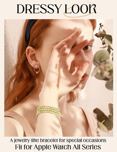 JR.DM Beaded Bracelet Women Compatible with Apple Watch Bands 40mm 42mm 41mm 44mm 38mm 45mm 46mm Dressy Fancy Cute Stretchy Elastic Jewelry Strap Replacement for iWatch Series 10/9/8/7/6/5/4/3/2/1/SE in Saudi Arabia