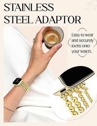 JR.DM Beaded Bracelet Women Compatible with Apple Watch Bands 40mm 42mm 41mm 44mm 38mm 45mm 46mm Dressy Fancy Cute Stretchy Elastic Jewelry Strap Replacement for iWatch Series 10/9/8/7/6/5/4/3/2/1/SE in Saudi Arabia