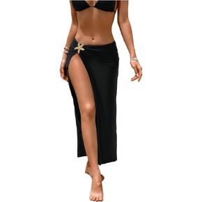 MakeMeChic Women's Swim Beach Cover Ups Split Thigh Starfish Midi Skirt Bathing Suit in Kuwait
