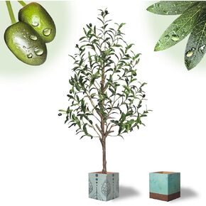 Artificial Olive Tree with Water Droplets: 4ft Potted Realistic Fake Plant Trees with Fruits for Indoor Home Room Office Balcony Decor in Saudi Arabia