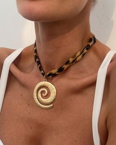 Silk Scarf Necklace with Charm Gold Coin Bow Flower Pearl Daisy Scarf Charm Necklace Blue/Red/Green/Orange Bohemian Choker Summer Beach Holiday Jewelry Gifts for Women in Saudi Arabia