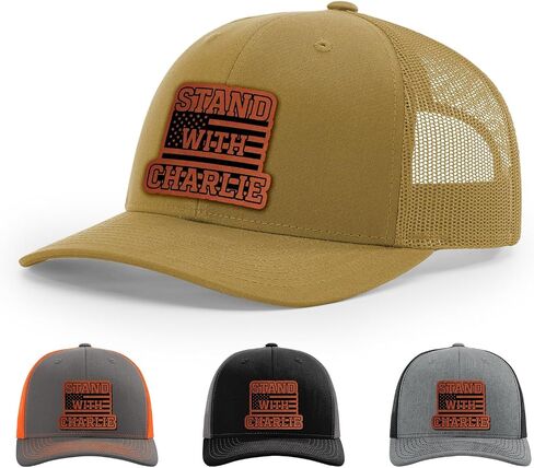 Stand With Charlie Kirk Hat, Free Speech Support Hat, 112 Style Trucker Leather Patch Hat for Men & Women, 6 Panel Baseball Cap with Snapback Enclosure in Saudi Arabia