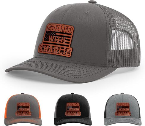 Stand With Charlie Kirk Hat, Free Speech Support Hat, 112 Style Trucker Leather Patch Hat for Men & Women, 6 Panel Baseball Cap with Snapback Enclosure in Saudi Arabia