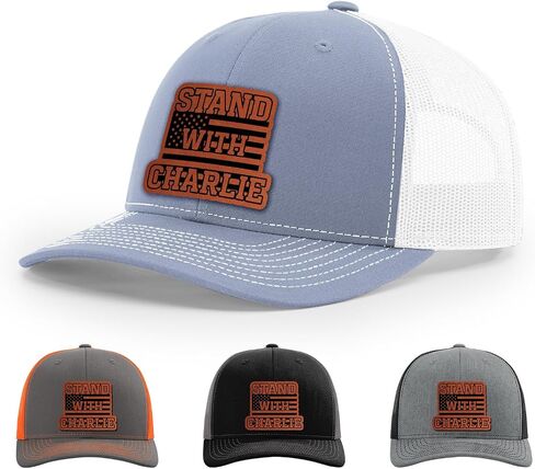 Stand With Charlie Kirk Hat, Free Speech Support Hat, 112 Style Trucker Leather Patch Hat for Men & Women, 6 Panel Baseball Cap with Snapback Enclosure in Saudi Arabia