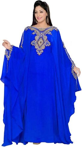 Sexy Hand Beaded Boho Kaftan Maxi Casual Party Prom Long Evening Dress Cocktail Beach Dresses Blue in Saudi Arabia