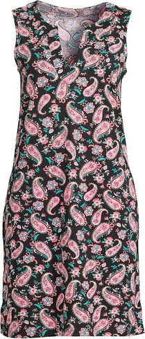 Lands' End Womens Cotton Jersey Sleeveless Cover-up Dress Colorblock Black Multi Paisley Floral Plus 3x in Saudi Arabia