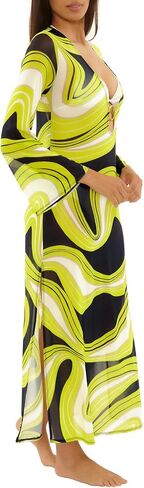 Trina Turk womens Fontaine Mesh Maxi Ring Dress, V-neck, Casual, Beach Cover Ups for Women in Saudi Arabia