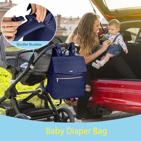 حقيبة ظهر للحفاضات من LANDICI، حقائب حفاضات أطفال متعددة الوظائف مقاومة للماء مع وسادة تغيير وأشرطة عربة الأطفال وحجرة كمبيوتر محمول مقاس 14 بوصة، حقيبة ظهر أنيقة لأساسيات السفر للأم والأب، مشمش in Kuwait