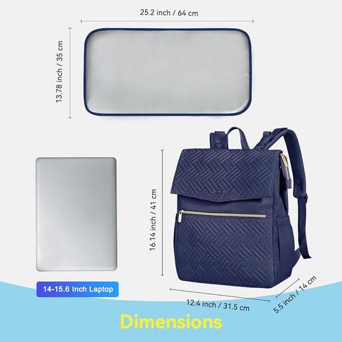 حقيبة ظهر للحفاضات من LANDICI، حقائب حفاضات أطفال متعددة الوظائف مقاومة للماء مع وسادة تغيير وأشرطة عربة الأطفال وحجرة كمبيوتر محمول مقاس 14 بوصة، حقيبة ظهر أنيقة لأساسيات السفر للأم والأب، مشمش in Kuwait