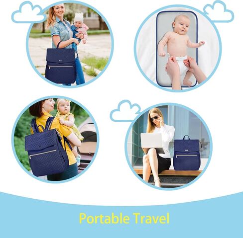 حقيبة ظهر للحفاضات من LANDICI، حقائب حفاضات أطفال متعددة الوظائف مقاومة للماء مع وسادة تغيير وأشرطة عربة الأطفال وحجرة كمبيوتر محمول مقاس 14 بوصة، حقيبة ظهر أنيقة لأساسيات السفر للأم والأب، مشمش in Kuwait