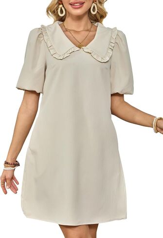 Summer Dresses for Women Casual Short Sleeve Lapel Doll Collar Mini Sundress with Pockets Graduation Party 2025 in Kuwait