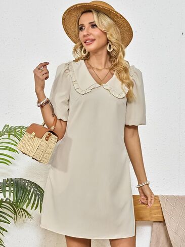 Summer Dresses for Women Casual Short Sleeve Lapel Doll Collar Mini Sundress with Pockets Graduation Party 2025 in Kuwait