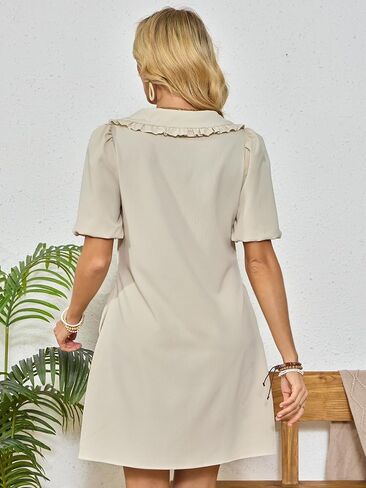 Summer Dresses for Women Casual Short Sleeve Lapel Doll Collar Mini Sundress with Pockets Graduation Party 2025 in Kuwait