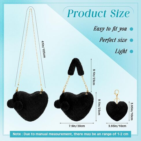 Abbylike Valentines Furry Heart Shaped Purse Fluffy Faux Fur Shoulder Bag Crossbody Handbag for Women Girl in Saudi Arabia