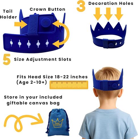 Birthday Crown for Kids Classroom – Adjustable Soft Silicone Princess Crown, Ages 2–10+, BPA Free, Dishwasher Safe in Saudi Arabia