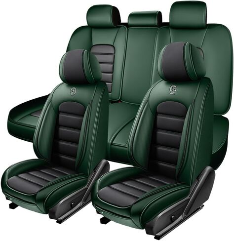 5 Seat Covers for Mercury Montego 2005-2007,Premium Nappa Leather Car Seat Covers Car Seat Cushions,Waterproof Soft Seat Covers for Cars,Interior Accessories Airbag Compatible（Standard-Black&Green） in Saudi Arabia