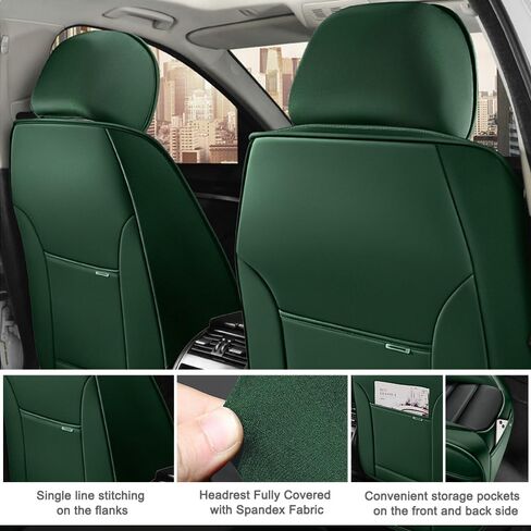 5 Seat Covers for Mercury Montego 2005-2007,Premium Nappa Leather Car Seat Covers Car Seat Cushions,Waterproof Soft Seat Covers for Cars,Interior Accessories Airbag Compatible（Standard-Black&Green） in Saudi Arabia
