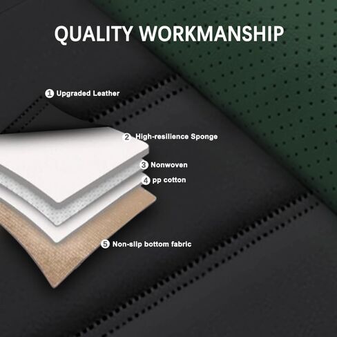 5 Seat Covers for Mercury Montego 2005-2007,Premium Nappa Leather Car Seat Covers Car Seat Cushions,Waterproof Soft Seat Covers for Cars,Interior Accessories Airbag Compatible（Standard-Black&Green） in Saudi Arabia