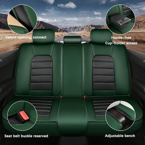 5 Seat Covers for Mercury Montego 2005-2007,Premium Nappa Leather Car Seat Covers Car Seat Cushions,Waterproof Soft Seat Covers for Cars,Interior Accessories Airbag Compatible（Standard-Black&Green） in Saudi Arabia