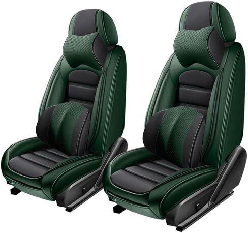 5 Seat Covers for Mercury Montego 2005-2007,Premium Nappa Leather Car Seat Covers Car Seat Cushions,Waterproof Soft Seat Covers for Cars,Interior Accessories Airbag Compatible（Standard-Black&Green） in Saudi Arabia