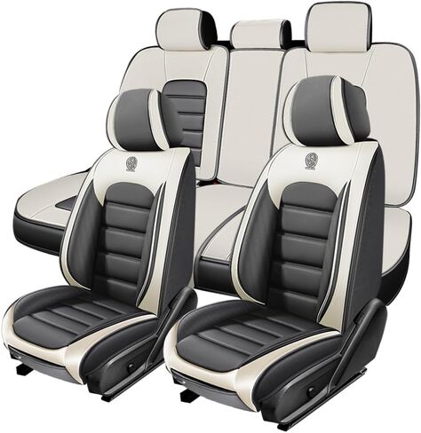 5 Seat Covers for Mercury Montego 2005-2007,Premium Nappa Leather Car Seat Covers Car Seat Cushions,Waterproof Soft Seat Covers for Cars,Interior Accessories Airbag Compatible（Standard-Black&Green） in Saudi Arabia