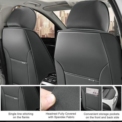5 Seat Covers for Mercury Montego 2005-2007,Premium Nappa Leather Car Seat Covers Car Seat Cushions,Waterproof Soft Seat Covers for Cars,Interior Accessories Airbag Compatible（Standard-Black&Green） in Saudi Arabia