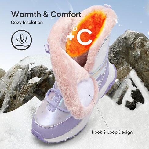 Balabala Kids Snow Boots Girls Winter Boots Girls and Boys Snow Boots Outdoor Anti-Slip Warm Faux Fur Shoes Hiking Boots in Kuwait