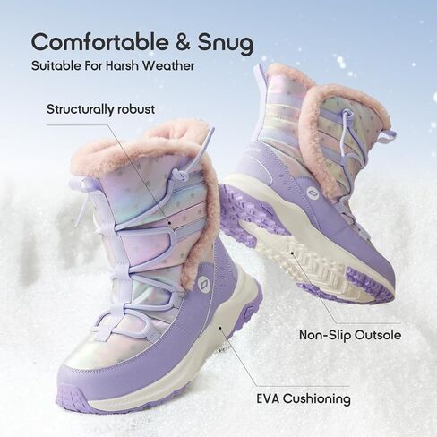 Balabala Kids Snow Boots Girls Winter Boots Girls and Boys Snow Boots Outdoor Anti-Slip Warm Faux Fur Shoes Hiking Boots in Kuwait