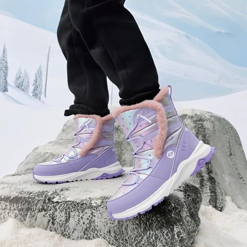 Balabala Kids Snow Boots Girls Winter Boots Girls and Boys Snow Boots Outdoor Anti-Slip Warm Faux Fur Shoes Hiking Boots in Kuwait