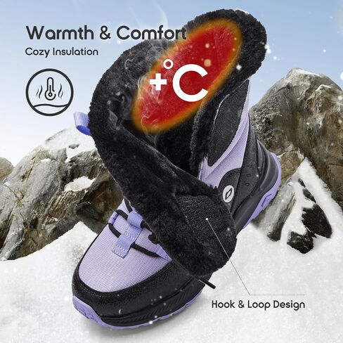 Balabala Kids Snow Boots Girls Winter Boots Girls and Boys Snow Boots Outdoor Anti-Slip Warm Faux Fur Shoes Hiking Boots in Saudi Arabia