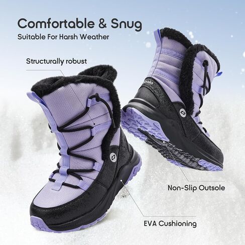 Balabala Kids Snow Boots Girls Winter Boots Girls and Boys Snow Boots Outdoor Anti-Slip Warm Faux Fur Shoes Hiking Boots in Saudi Arabia