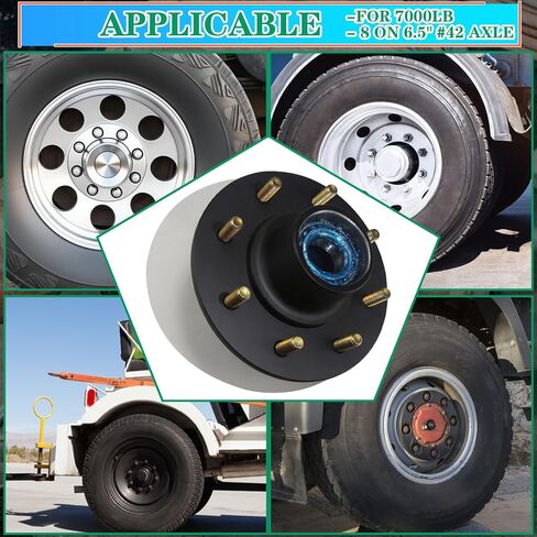 مجموعة واحدة من مجموعات محور المقطورة 5200-6000 رطل 6 براغي 5.5، مجموعة محور المقطورة لـ 1.25 بوصة إلى 1.75 بوصة #42 عمود دوران مدبب، التشحيم المسبق 25580 15123 مجموعة محور مقطورة المهمل. in Kuwait