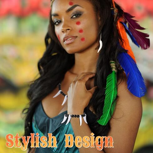 Halloween Caveman Costume 1 Pcs Jungle Bone Necklace 1 Pcs Caveman Tooth Bone Bracelet 1 Pair Stone Era Teeth Earrings Prehistoric Accessories for Cosplay Party Fancy Dress Costume in Saudi Arabia