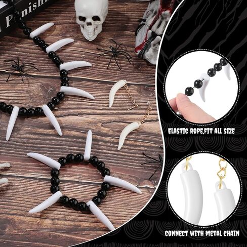 Halloween Caveman Costume 1 Pcs Jungle Bone Necklace 1 Pcs Caveman Tooth Bone Bracelet 1 Pair Stone Era Teeth Earrings Prehistoric Accessories for Cosplay Party Fancy Dress Costume in Saudi Arabia